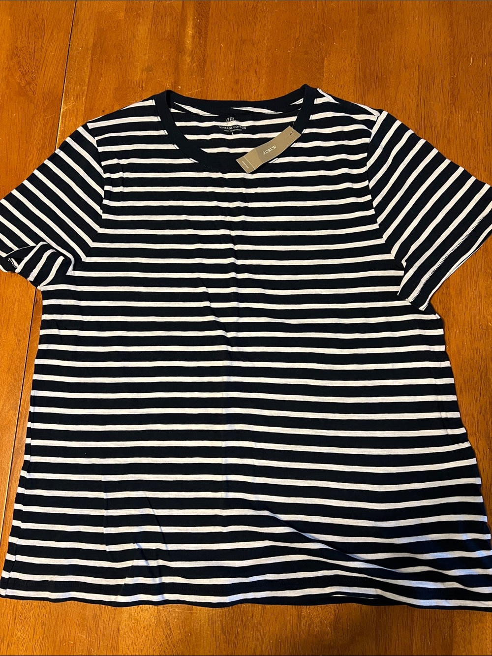 J. Crew Navy and White Women’s Tee Size Large
